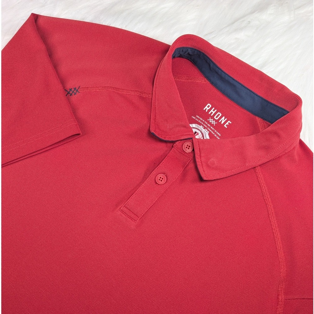 Rhone Polo Shirt Men XL Red Short Sleeve Performance Pique Hertz Logo Raglan